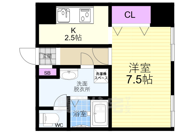 京都市下京区清水町のマンションの間取り