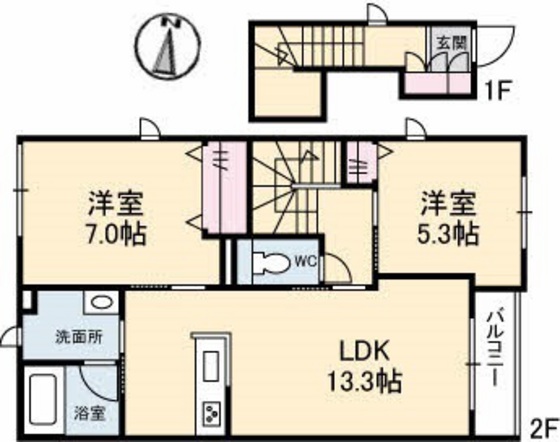 【岡山市北区平野のアパートの間取り】