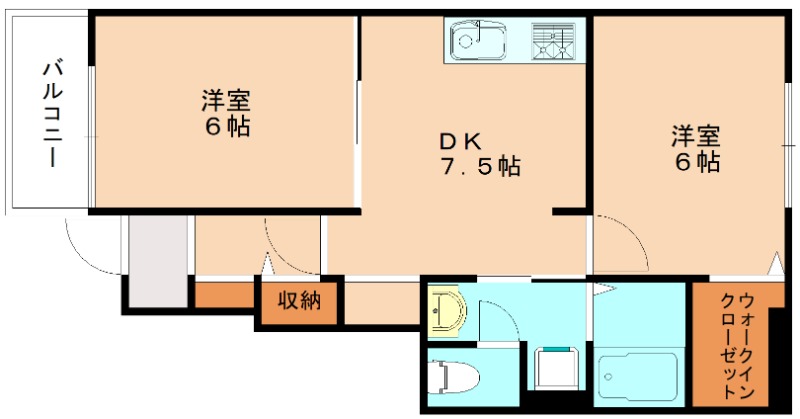 宗像市大井のアパートの間取り