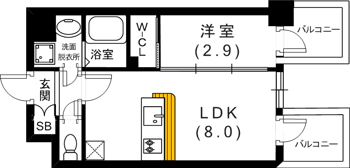 エスリード神戸三宮ヒルズの間取り