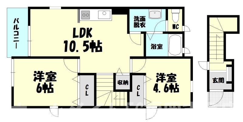 糟屋郡志免町向ヶ丘のアパートの間取り