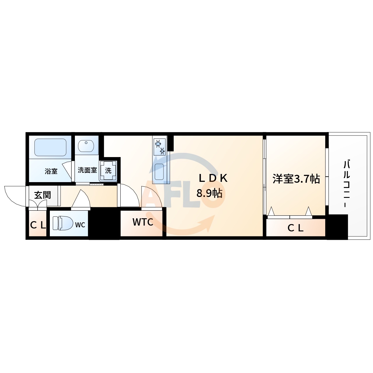 大阪市西区南堀江のマンションの間取り