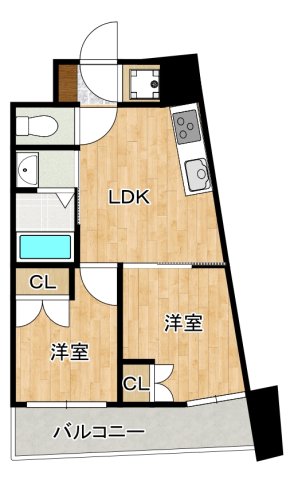 福岡市博多区堅粕のマンションの間取り