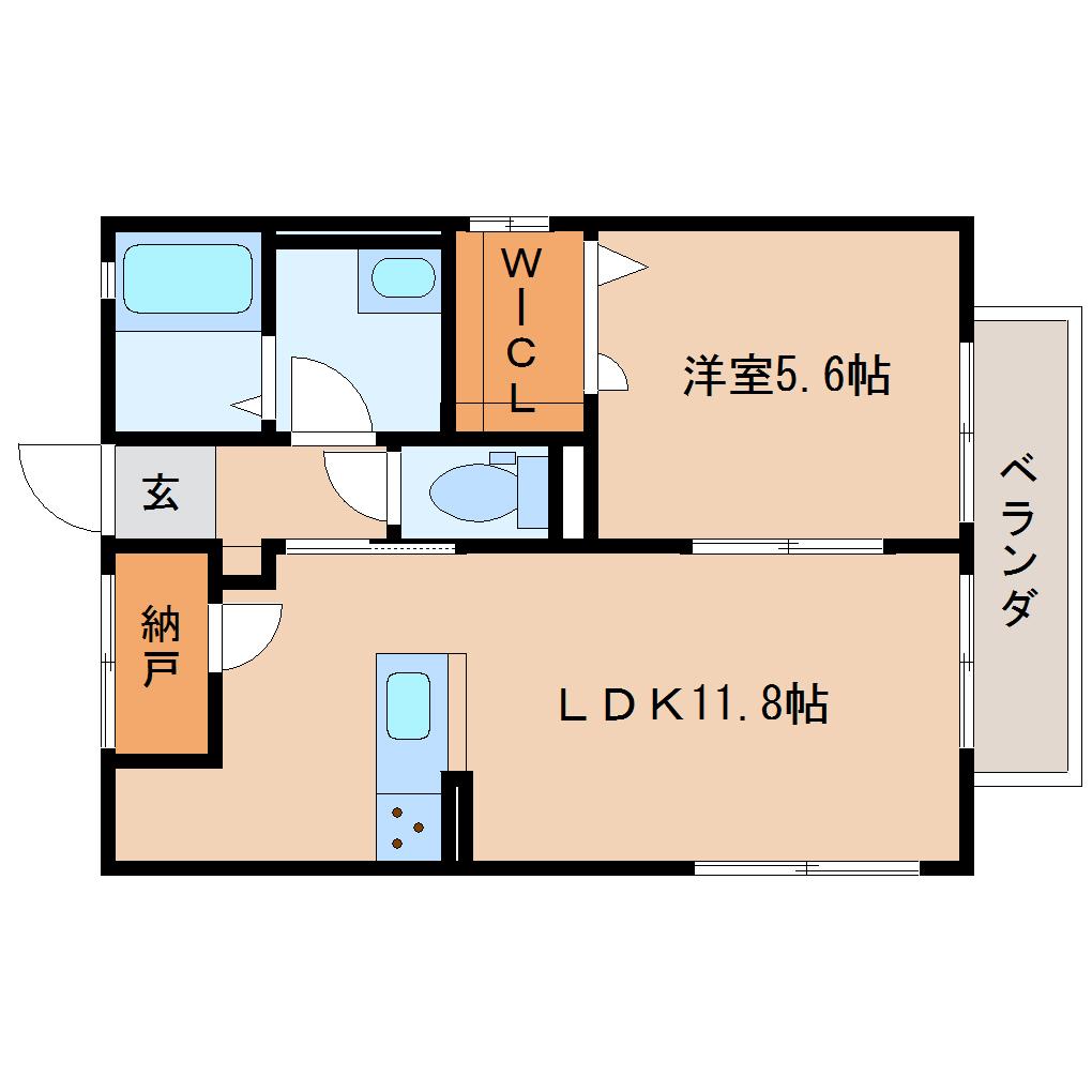 橿原市西池尻町のアパートの間取り