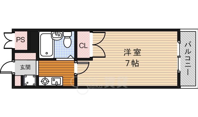 箕面市粟生間谷東のマンションの間取り