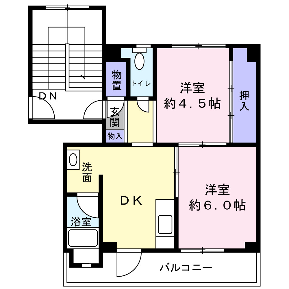 由利本荘市石脇のマンションの間取り