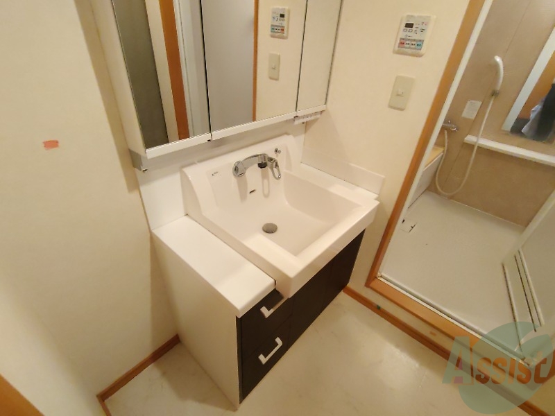 洗面設備　シャンプードレッサー。身支度はここでばっちり。