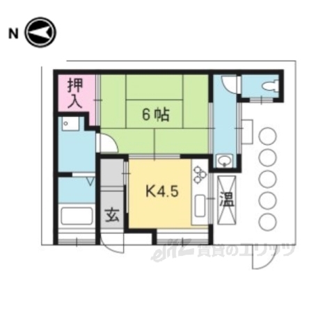 叡山電鉄叡山本線 出町柳駅 バス乗車時間：10分 最寄りバス停で下車 徒歩4分 1階建 築62年の間取り写真