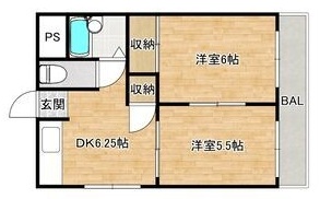 地下鉄谷町線 平野駅 徒歩8分 4階建 築42年の間取り写真