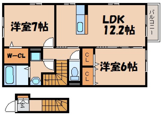 呉市天応西条のアパートの間取り