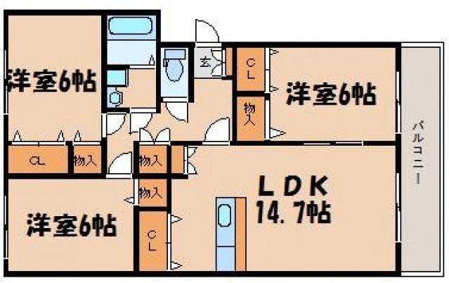 広島市安芸区矢野東のマンションの間取り