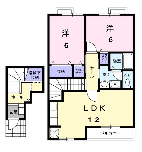 郡山市安積町日出山のアパートの間取り