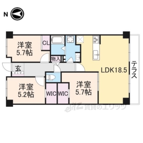 ＰＨＯＥＮＩＸＣＯＵＲＴ交野１の間取り