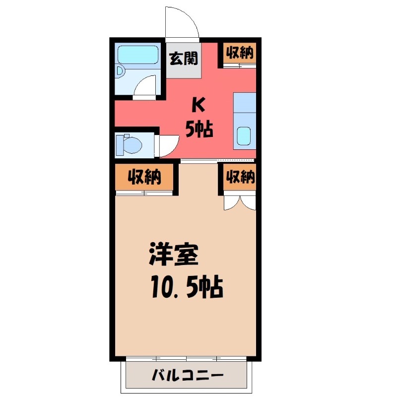 鹿沼市上野町のアパートの間取り