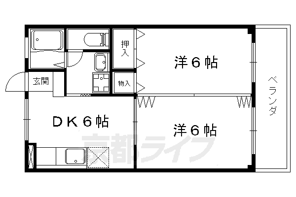 京都市伏見区石田大山町のアパートの間取り