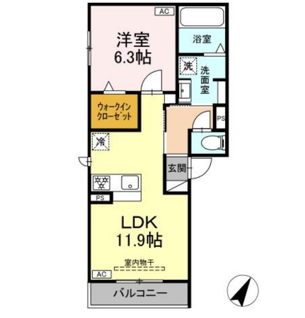 浜松市中央区初生町のアパートの間取り