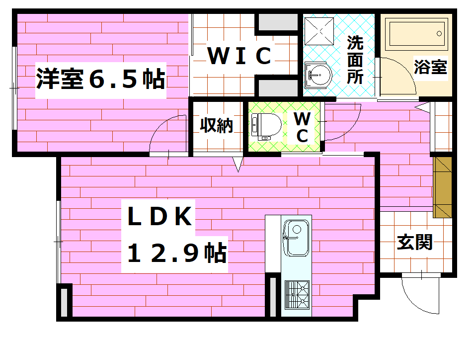 安芸郡海田町南幸町のマンションの間取り