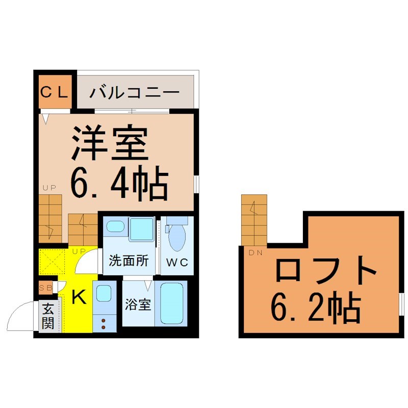 名古屋市瑞穂区松園町のアパートの間取り