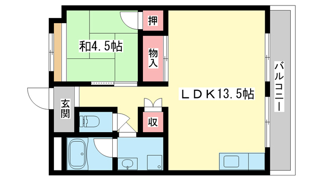 生駒市小平尾町のマンションの間取り