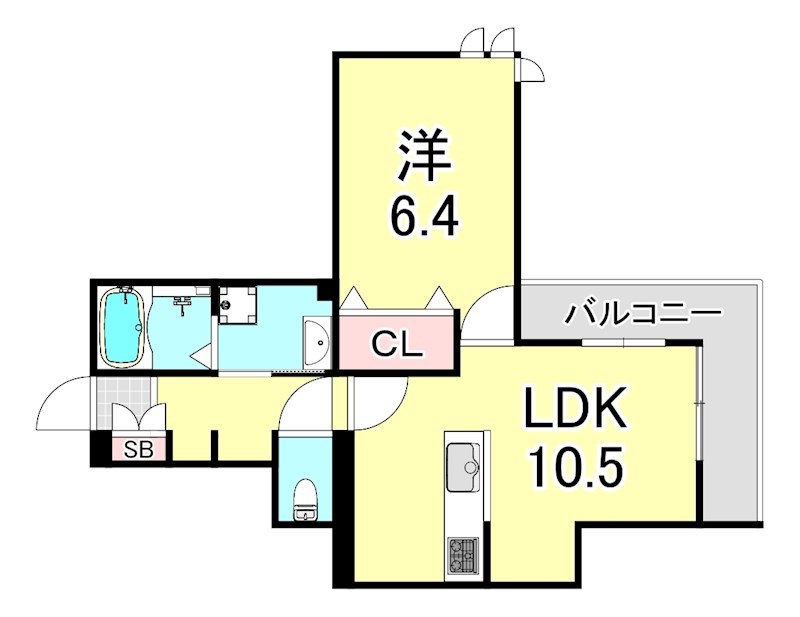 西宮市上甲子園のアパートの間取り