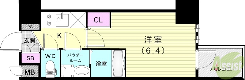 エスリード神戸三宮ヒルズの間取り