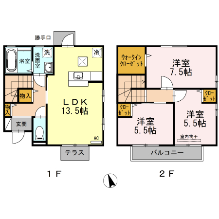 福山市木之庄町のアパートの間取り