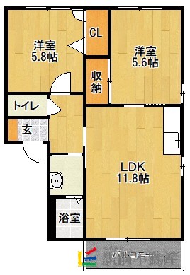 太宰府市国分のアパートの間取り