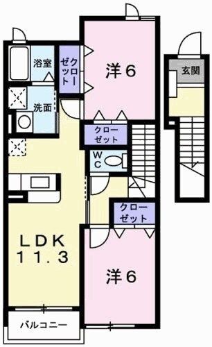 神崎郡福崎町福田のアパートの間取り