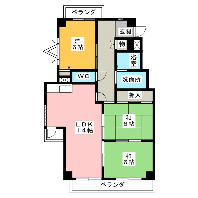 弥富青山ハイツＮ棟の間取り