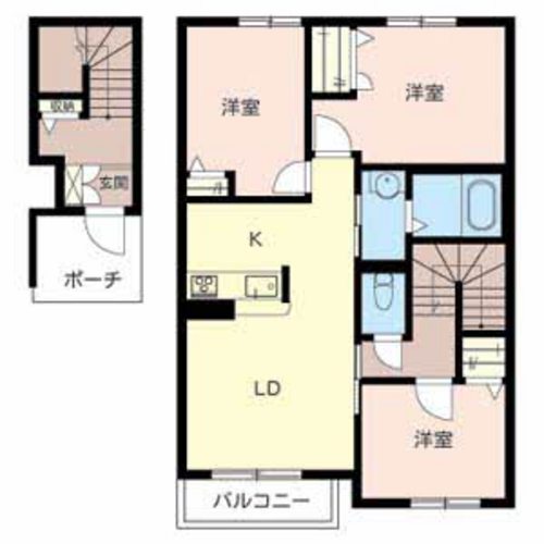 加古川市別府町新野辺のアパートの間取り