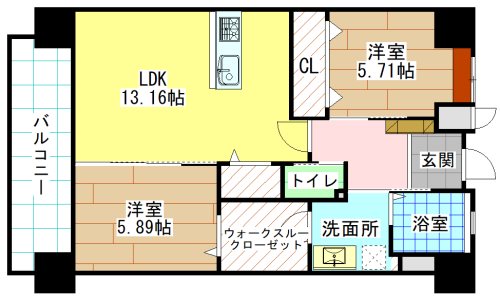 北九州市八幡東区荒生田のマンションの間取り