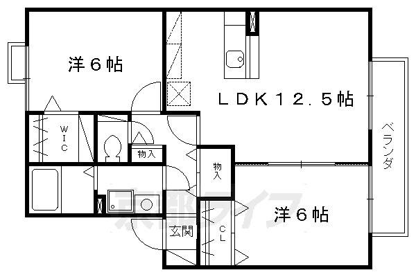 京都市山科区音羽前出町のアパートの間取り