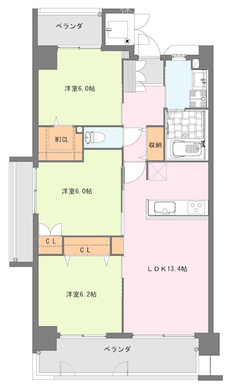 久留米市新合川のマンションの間取り