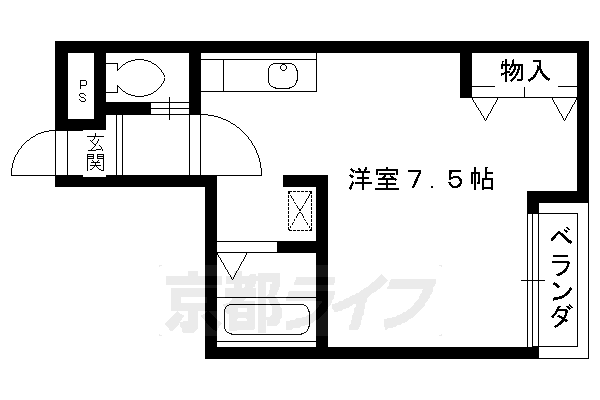 京都市左京区吉田中阿達町のマンションの間取り