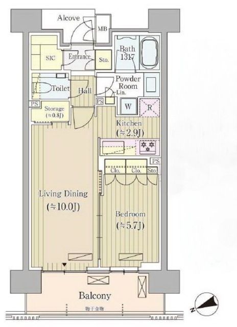 新宿区荒木町のマンションの間取り