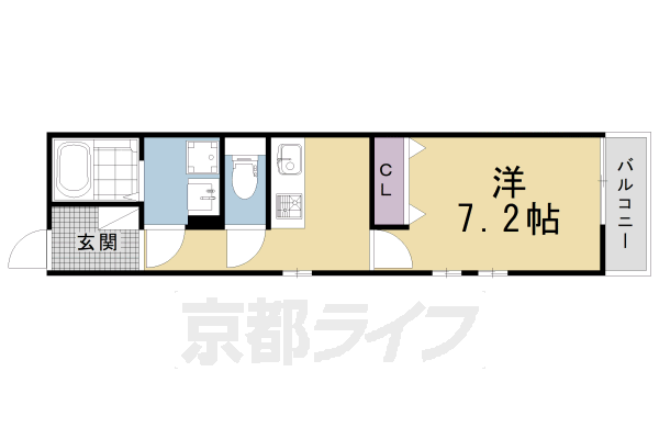 京都市左京区北白川山田町のアパートの間取り