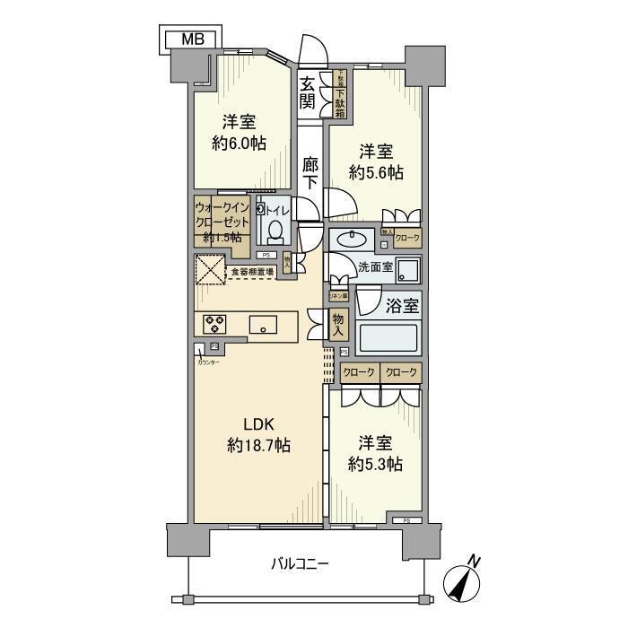 【世田谷区用賀のマンションの間取り】