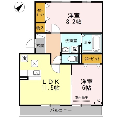 岡山市中区江崎のアパートの間取り