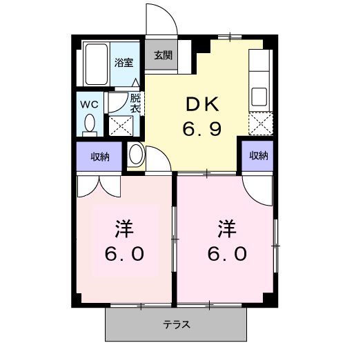 安曇野市三郷温のアパートの間取り