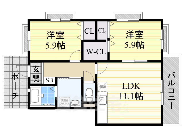 高槻市神内のマンションの間取り