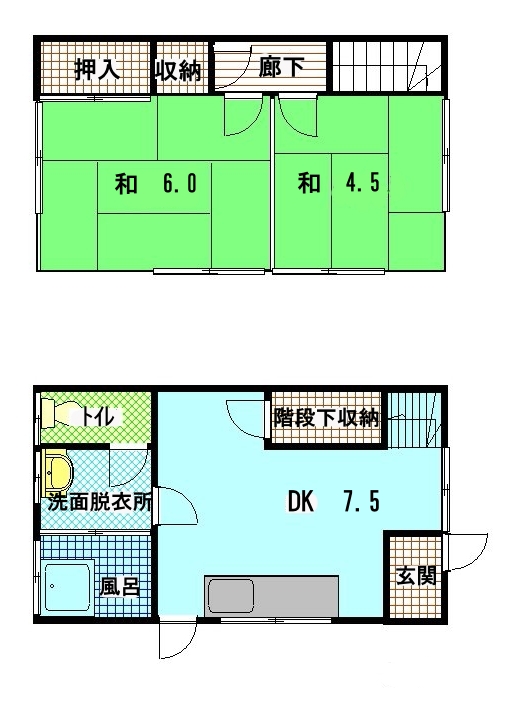 ＪＲ山陽本線 中野東駅 徒歩15分 2階建 築61年の間取り写真