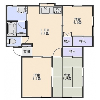 朝倉中村ハイツAの間取り