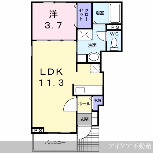 吉野川市鴨島町知恵島のアパートの間取り