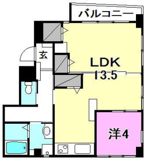 松山市湯渡町のマンションの間取り