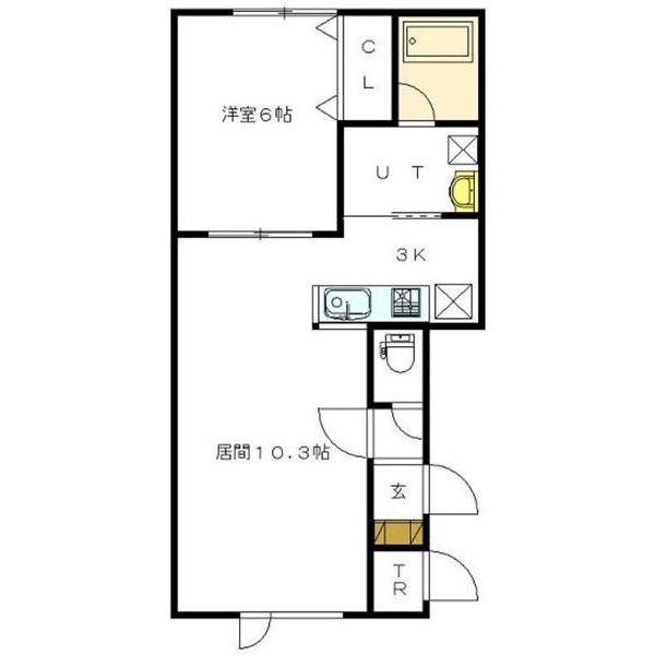 旭川市北門町のアパートの間取り