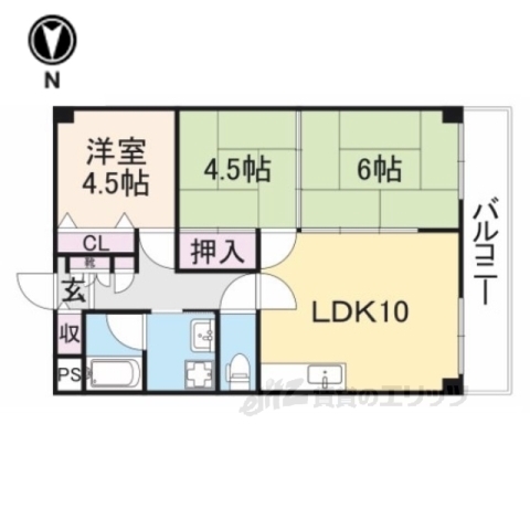 奈良市南魚屋町のマンションの間取り