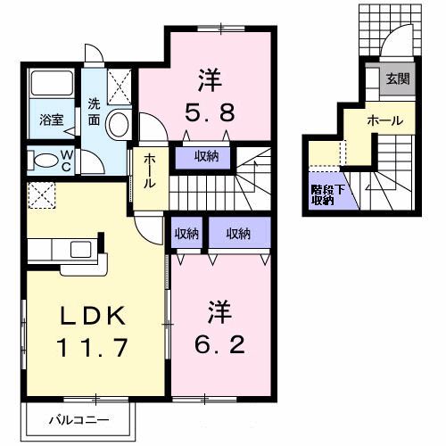 レーヴ・パルティール　Ｂ棟の間取り