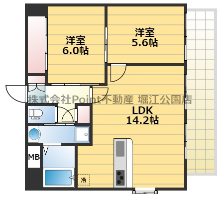 大阪市都島区片町のマンションの間取り