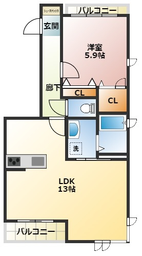 藤沢市村岡東のマンションの間取り