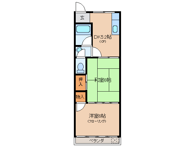 鳥羽市堅神町のアパートの間取り